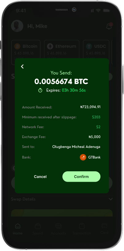 Confirm your order with real time rate